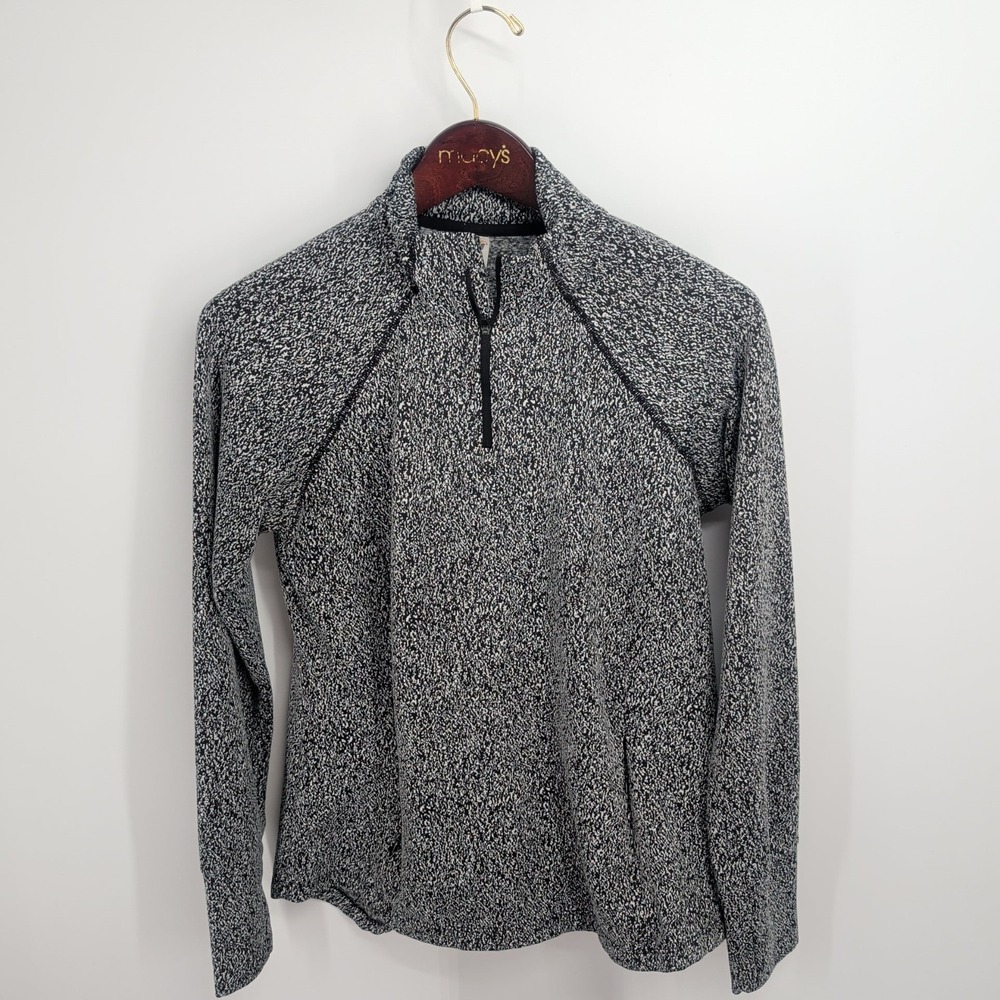 Avia Speckled Quarter Zip Raglan Sleeve Pullover Sweatshirts Heather Gray Size S
